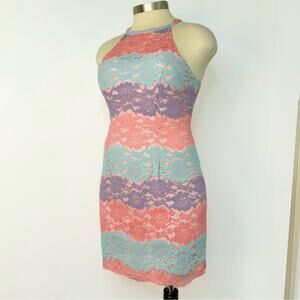 Everly Lace Mini Dress Colorblock Size Large Wedding Guest Spring Vacation